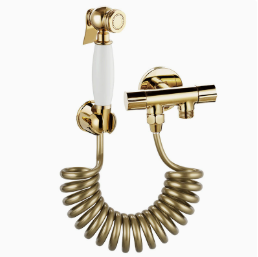 Pulvérisateur de Bidet en laiton massif de Style français, pistolet de pulvérisation de toilettes à haute pression avec 1 vanne d'entrée et 2 sorties