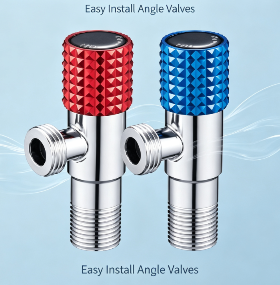 Ensemble de vannes d'arrêt d'angle en acier inoxydable massif, vannes d'arrêt d'eau anti-fuite à filetage 1/2 pouce marquées rouge et bleu pour salle de bain, toilettes et chauffe-eau
