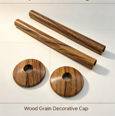 Ensemble de couvercles de décoration de tuyau en plastique à grain de bois, anneau correcteur de trou de tuyau de radiateur, collier de tube fendu et manchon de tuyau pour la décoration de canalisation de chauffage